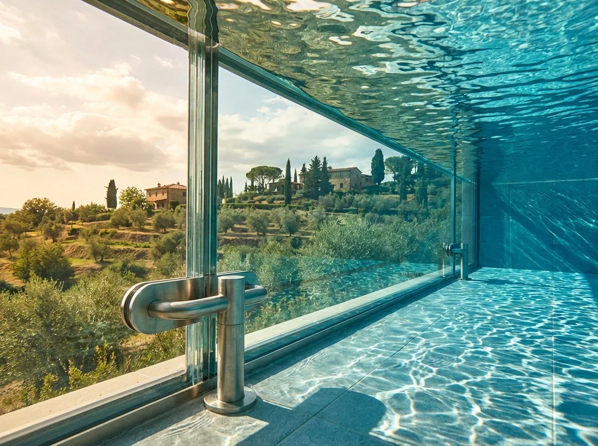 Hotel glass pool — Lake Como — Lombardy
